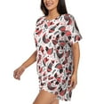 thumbnail image 2 of Rateoe Cute Chickens Pattern Women's Short-Sleeved Pajama Set - 2 Piece Soft and Lightweight Sleepwear Set-Small, 2 of 7