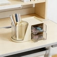 thumbnail image 6 of Bcylexb Rotatable Makeup Pen Brush Holder Organizer, Vertical Strip Transparent Cosmetic Storage with 2 Drawers Multi Compartment Pen Holder for Vanity Student Office Stationery, 6 of 6