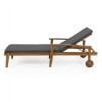 Adjustable Chaise Lounge, Outdoor Acacia Wood Lounge for Patio Poolside, Teak and Green