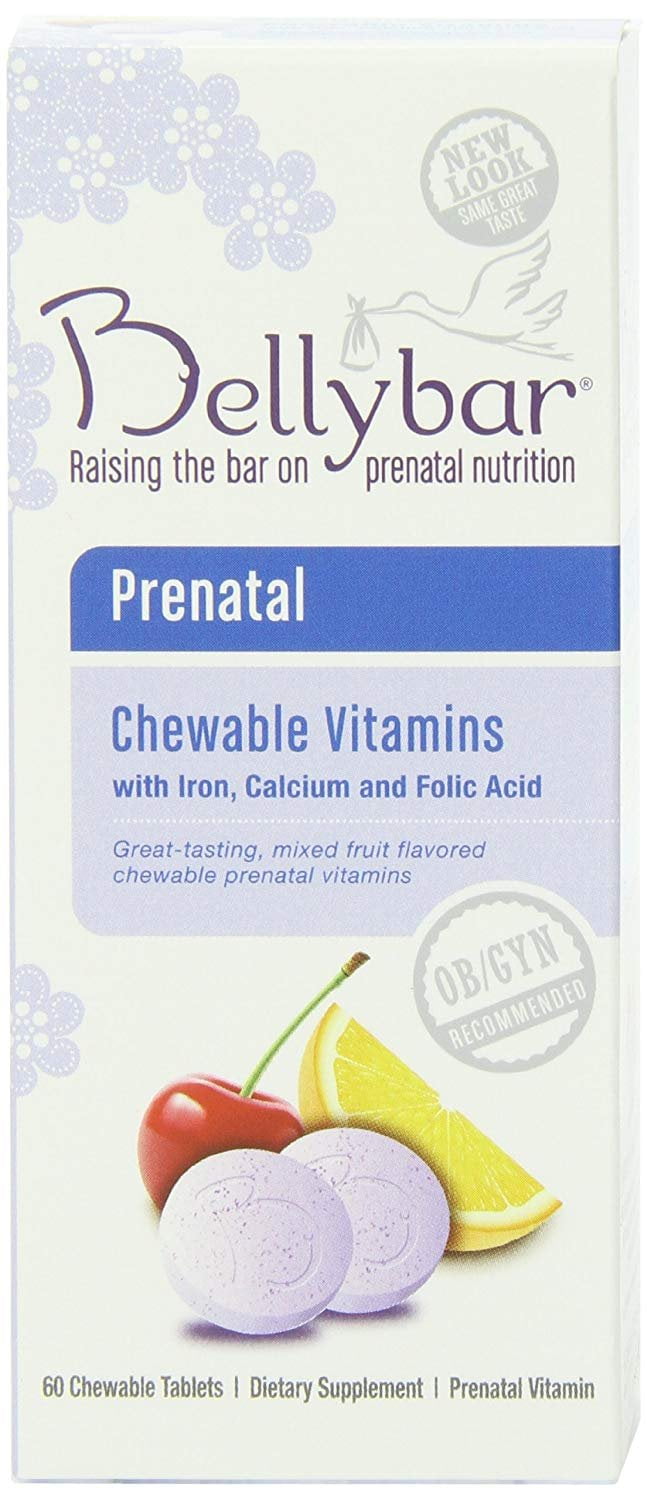 Bellybar Chewable Prenatal Vitamins, Mixed Fruit Flavor, 60Count