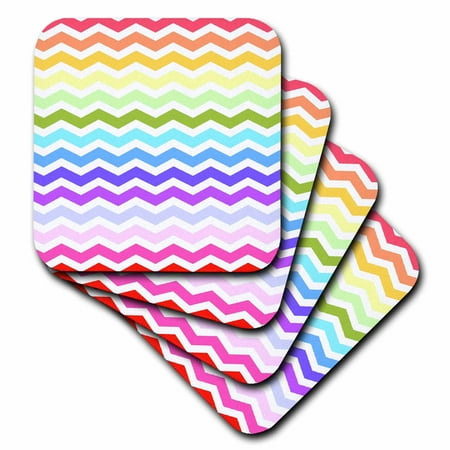 

Bright Colorful Rainbow Chevron Zig Zag Stripes aka Multicolored set of 4 Coasters - Soft cst-56650-1