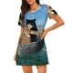 thumbnail image 1 of Easygdp Two Brave Cats Are Floating On The Sea Iceberg Camisón de manga corta para mujer, informal, estampado, 1 of 6