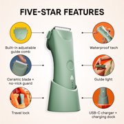 Meridian Plus Trimmer Enhanced Pubic & Body Shaver, Groin & Bikini Electric Shaver, Waterproof, for Men & Women, Sage