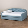 thumbnail image 2 of Bowery Hill Transitional Velvet Tufted Full Size Daybed with Trundle in Blue, 2 of 12