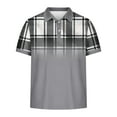 thumbnail image 4 of DDAPJ pyju Men Big and Tall Polos Shirt Short Sleeve Plaid Print Collared Tshirt Regular Fit Casual Golf Shirt Lightweight Business Office Tops Limited Time Sales Gray XL, 4 of 6