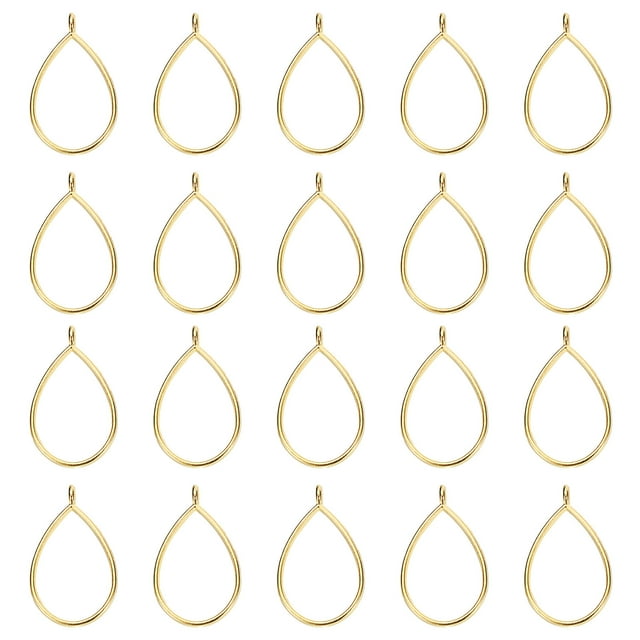Uxcell 60Pcs Péndulos de Aleación con Bisel Abierto, Péndulo Hueco de Marco Geométrico con Marco Trasero Abierto, Tono Dorado