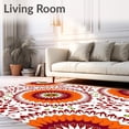 thumbnail image 2 of ODIKA 3'x5' Machine Washable Non-Slip Area Rug, Vibrant Floral Medallion Sunburst Artisan High Traffic Rug with Pad, Orange, 718948, 2 of 8