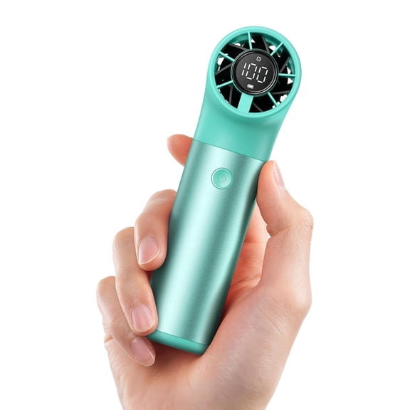 Handheld Rechargeable Fan, 15H Runtime Portable Cooling Fan with 19000 RPM Turbo Power, 7 Speeds, Aluminum Alloy Mini Personal Fan, Green
