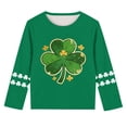 thumbnail image 5 of Girls St Patricks Day Long Sleeve Shirt Kids Shamrock Raglan Tee Four Leaf Clover Print Soft Casual Holiday Top Green,Size 3 T, 5 of 5