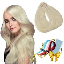 WIGI Tape in Hair Extensions Real Human Hair 50g/Pack 20pcs Straight Seamless Skin Weft Tape Hair Extensions from Vietnam (22 inch, 60 Platinum Blonde)