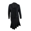 Le Suit Women's Petite Three-Button Diamond Jacquard Skirt Suit (4P, Black)