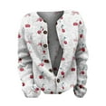 thumbnail image 4 of Pyhlmscde Women's Fall Cute Print Open Front Knit Cardigan Sweater Winter Casual Loose Button Down Long Sleeve Coat, Cardigan Sweaters for Women, Womens Tops, Fall Clothes, 4 of 5