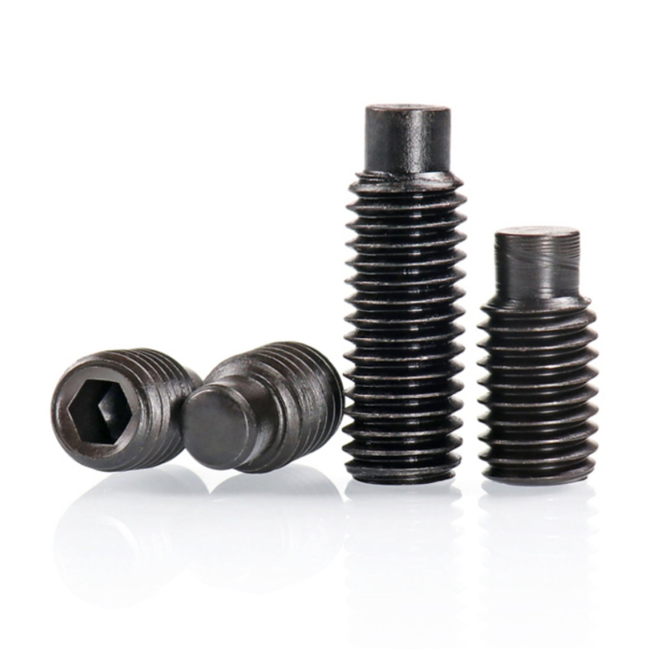 (100 pcs) Black Carbon Steel Male End Set Screw With Hexagon Socket Head Cap, for Processing Fixing Accessories 5x8mm.