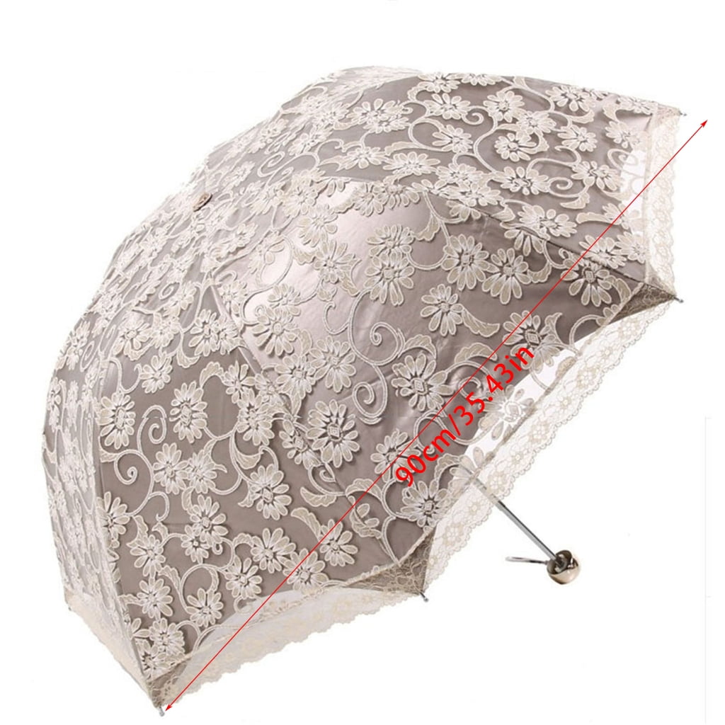 lanema Luxury Flower Umbrella Rain Women 3 Folding Double Layer Lace Up Parasol