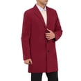 thumbnail image 4 of INSPIRE CHIC Men's Coats Solid Color Notched Collar Single Breasted Winter Long Coat XL Burgundy, 4 of 7