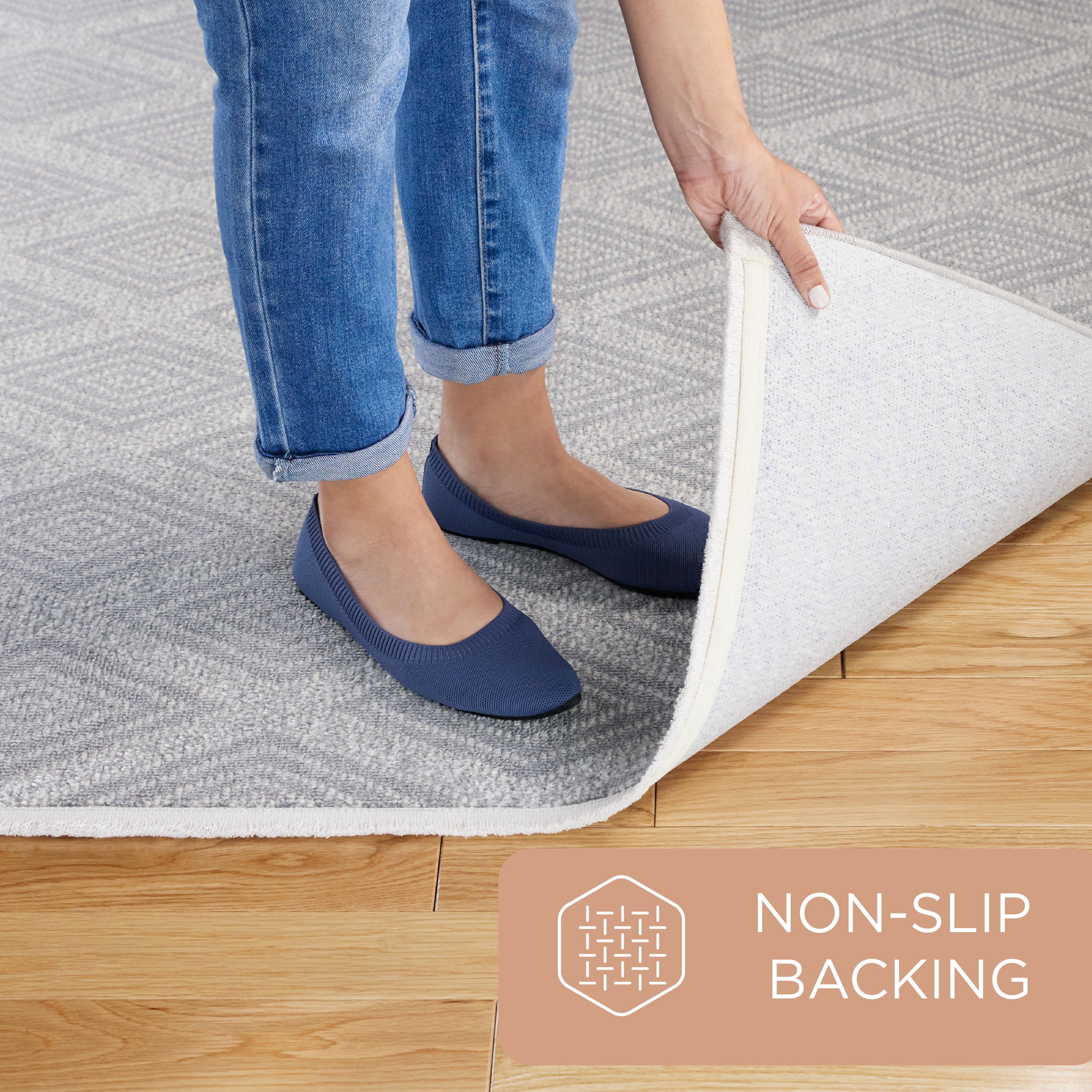 TOWN & COUNTRY EVERYDAY Rein Solid Diamond Everwash® Washable Area Rug with Non-Slip Backing, Pet Friendly Rug, Grey, 6'6"x9'6"