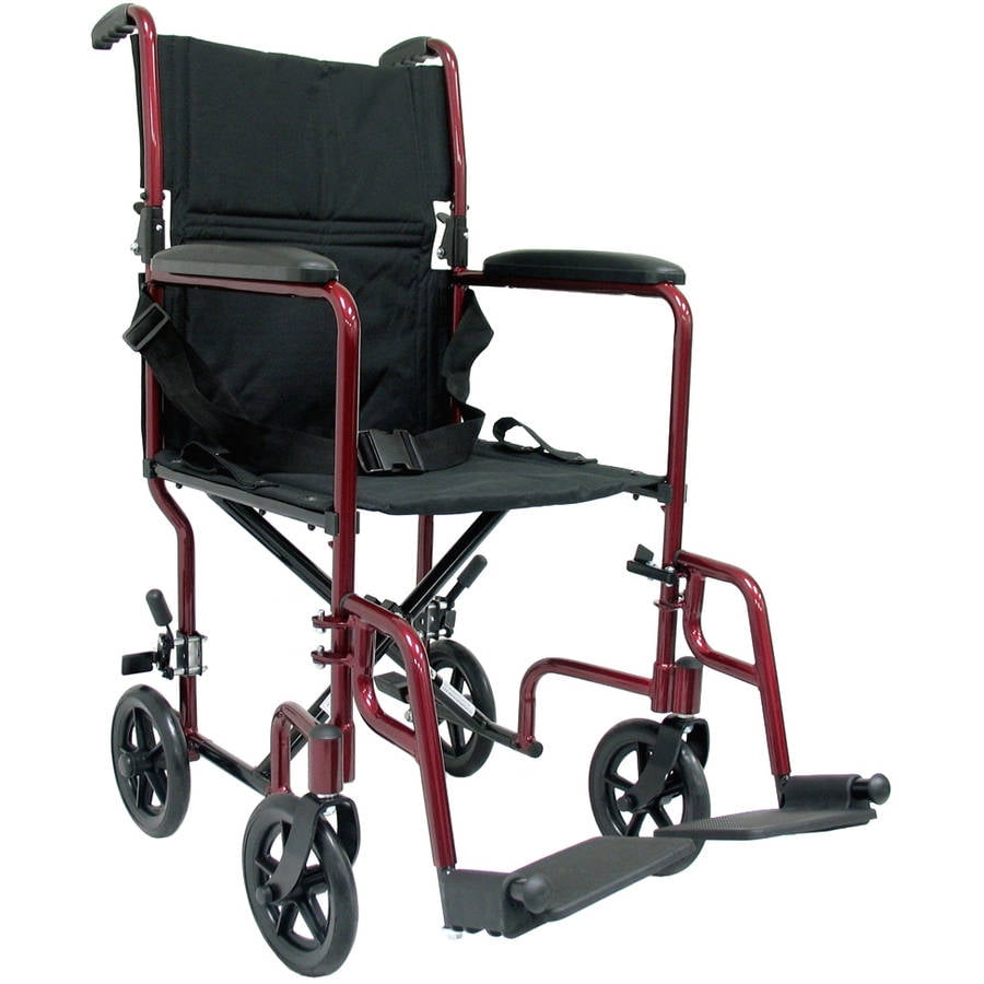 Karman Lt-2017 19 lbs Aluminum Lightweight Transport Chair, Burgundy