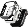 thumbnail image 1 of 2 Pack Cases Compatible with Apple Watch Case 42mm Series 3/2/1 Built in Tempered Glass Screen Protector Ultra-Thin Bumper Full Coverage iWatch Protective Cover for Women Men (Black/White-S)-2, 1 of 5