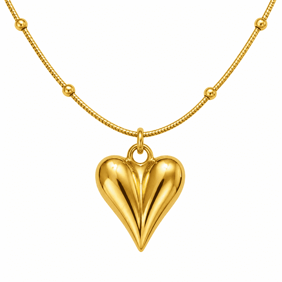 Zen Natural- Women’s Heart Pendant Necklace with Beaded Chain – Elegant Adjustable Fashion Jewelry Love Charm Style Necklace