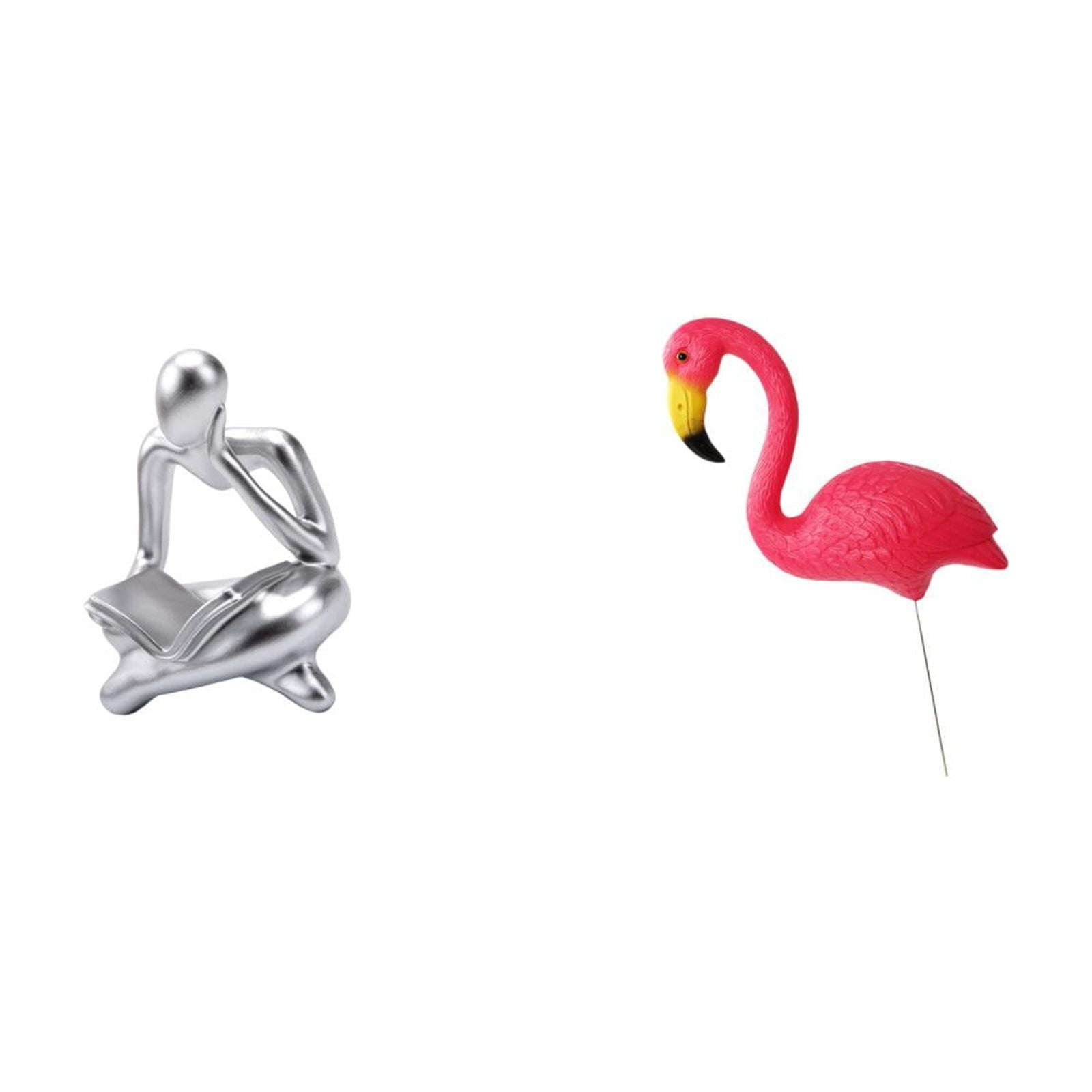 CoudarTitie Abstract Thinker Bird Statue Decoration for Tabletop Living Room Shelf Office Bookshelf Yard Art Ornament Backyard Fairy Garden Accessories Flamingo Garden Stake Sculpture for
