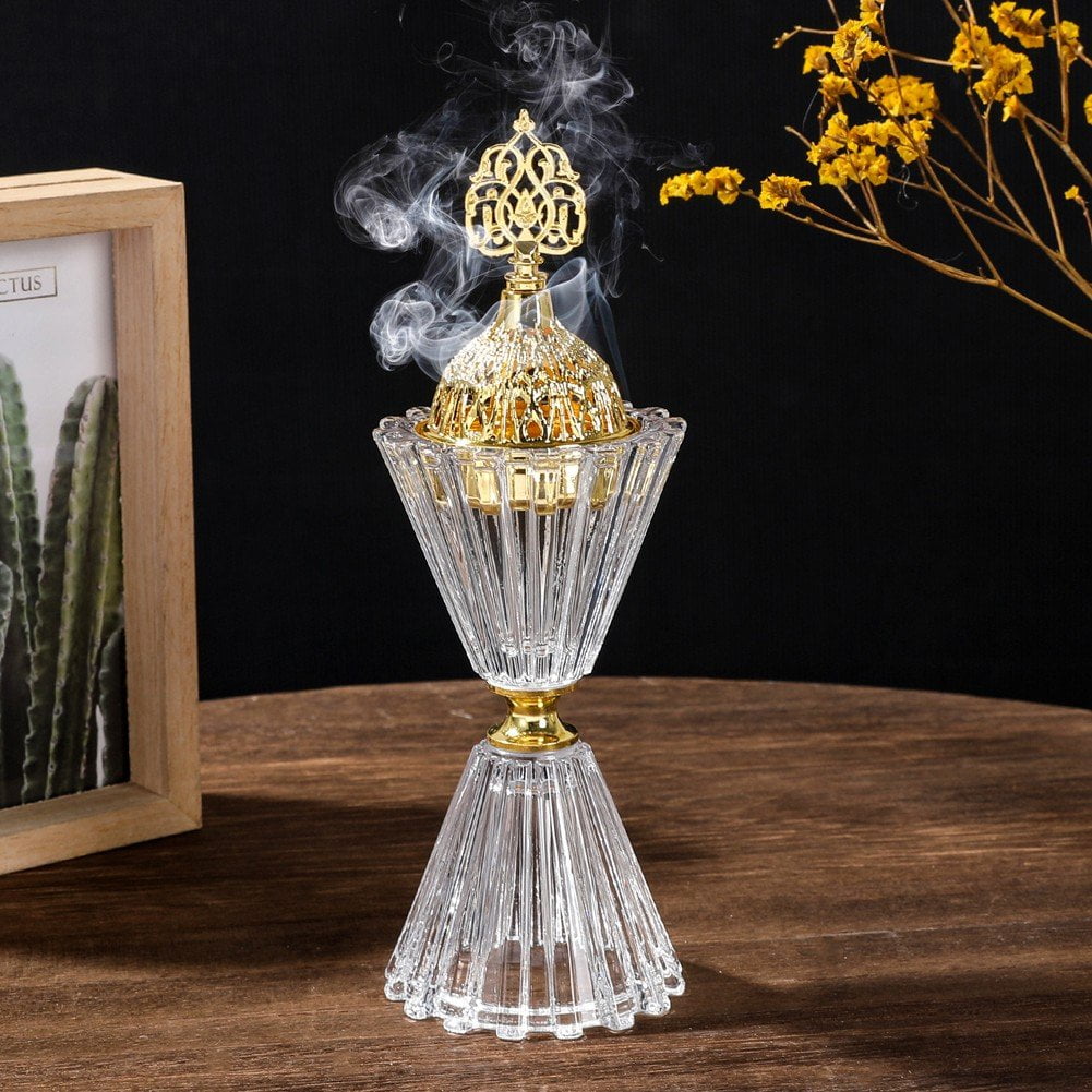 Incense Burner Middle Eastern Incense Holder Crystal Bouquet Aromatherapy Burner Metal Candle Stand With Tong for Home Decor