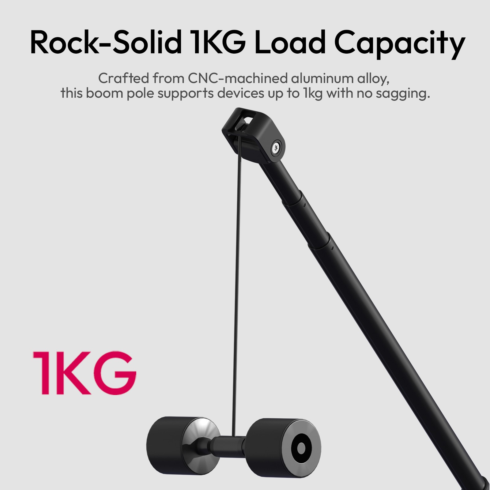 Ulanzi ZJ08 Mic Boom Pole Arm – 1m Aluminum Alloy Extendable Microphone Extension Rod with Dual Cold Shoe Mounts for DSLR, Vlogging & Filmmaking
