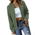 thumbnail image 3 of Womens Zip Up Jacket, Bomber Jackets for Women Fall Fashion Dots Printed Coats Lightweight Jackets Dressy Casual, 3 of 5