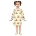 thumbnail image 2 of Girls' long-sleeved dress Cute Picnic Bear Girls' A-line dress with ribbed cuffs Soft and comfortable, 2 of 6