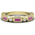 thumbnail image 2 of Dazzlingrock Collection 14K Pink Sapphire & White Diamond Wedding Eternity Stackable Band, Yellow Gold, Size 5, 2 of 4