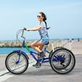 thumbnail image 2 of Lilypelle Adult Folding Tricycle with Low Step Through, 7-Speed Three Wheel Cruiser Bike Trike with Cargo Basket for Women, Men, Seniors ,Blue, 2 of 16