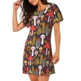 thumbnail image 2 of Easygdp Mushrooms And Leaves Camisón de manga corta para mujer, informal, estampado, 2 of 6