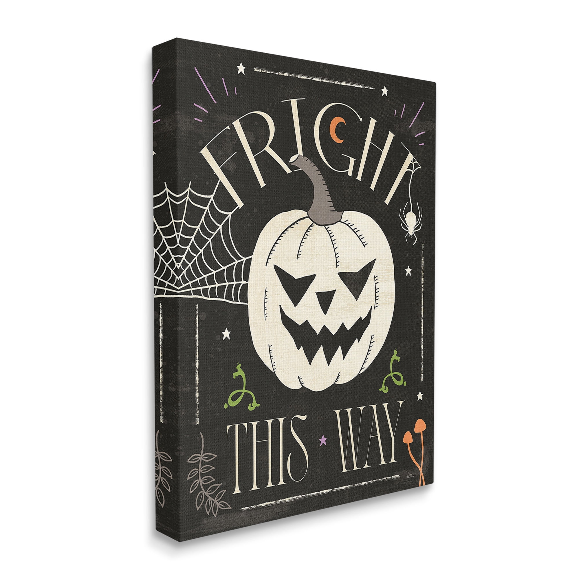 Stupell Industries Fright This Way Phrase Holiday Painting Gallery Wrapped Canvas Art Print Wall Art, 36 x 48