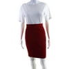 Pre-owned|Escada Womens Knee Length Twill Pencil Skirt Red Wool Size EU 34