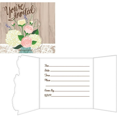 Rustic Wedding Invitations, 8-Pack