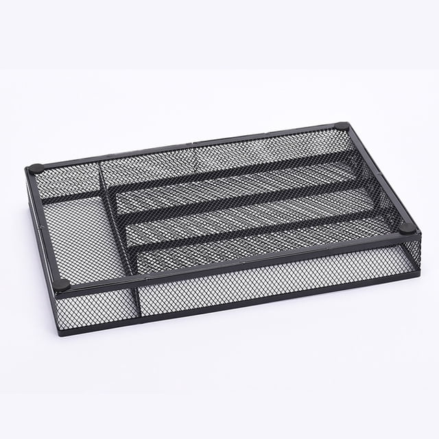 Organizador De Cajones Utensilios, Bandeja Almacenamiento Cubiertos Malla Metálica, Organizador Cubiertos, Bandeja Divisoria Para Cucharas Cocina Papelería, 12.6x8.66x1.77in