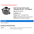 thumbnail image 2 of Right Passenger Side Fog Light - Compatible with 2015 - 2017 BMW X3 2016, 2 of 2