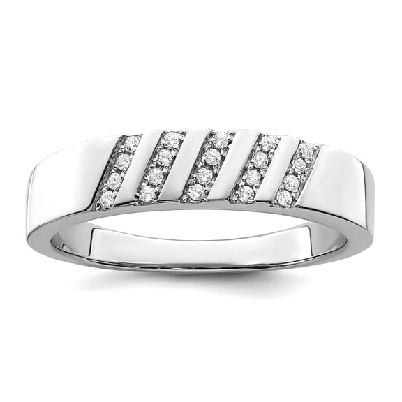 925 Sterling Silver Polished Brilliant Embers Rhodium Plated Cubic Zirconia Mens Ring Size 10 Ring for Men