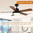 thumbnail image 6 of SYNGAR Ceiling Fan with Light and Remote Control, 44inch Ceiling Fans with LED Light and Remote Control, Rustic Fans with 6-Speed Modes and Timer for Living Room Kitchen Bedroom, Brown, LJ3694, 6 of 8