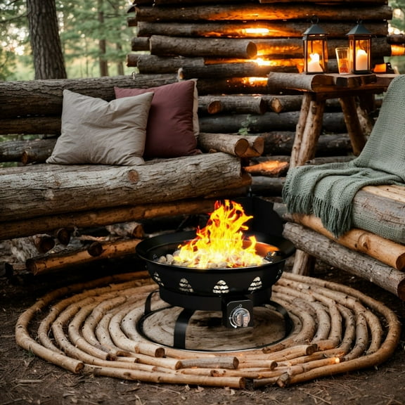 Yardi Yarda 21 Inch Diameter Propane Gas Fire Pit Patio Portable Fire Bowl, Gas Fire Bowl for Outdoor as Yard, Black