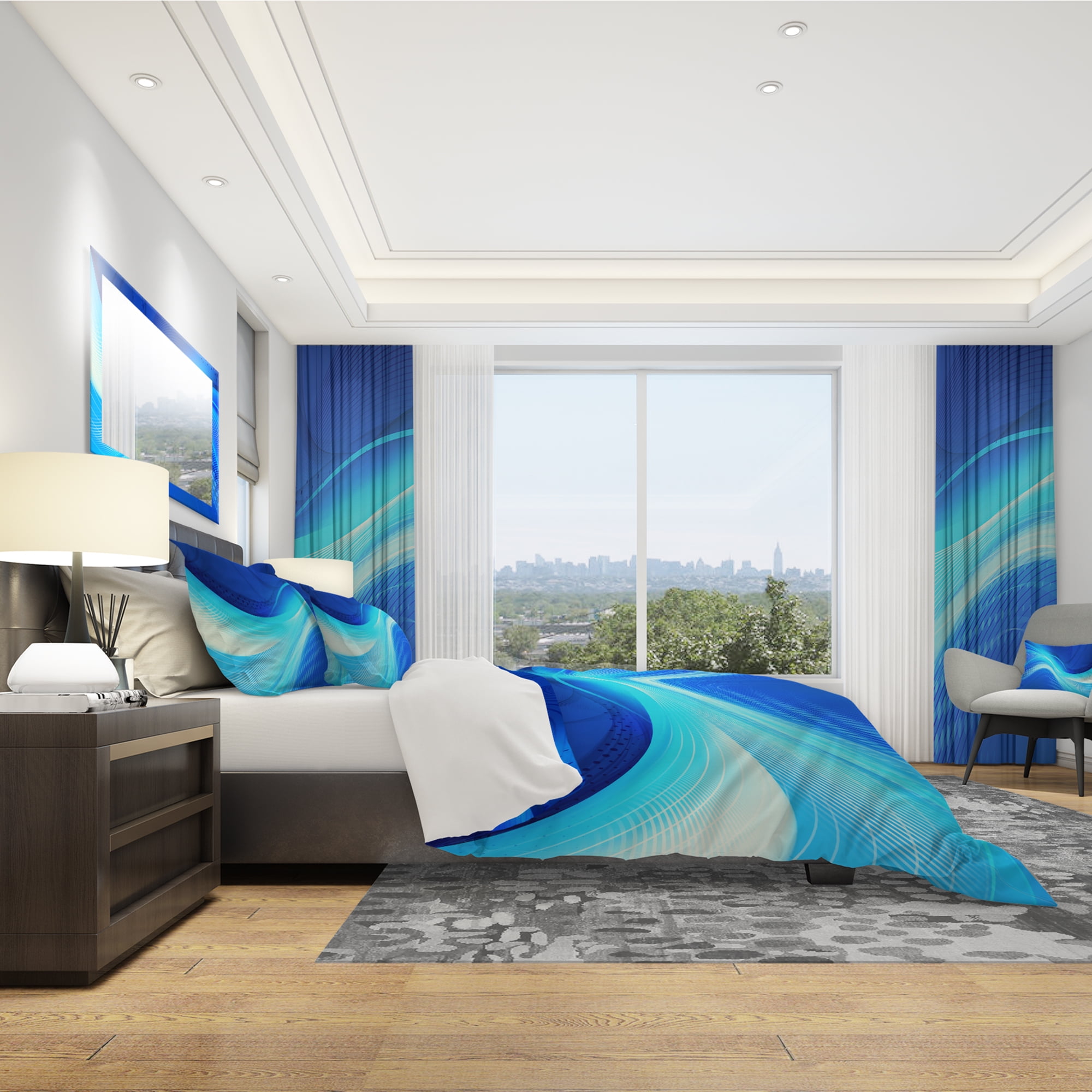 Designart 'Blue Hues Abstract' Modern & Contemporary Duvet Cover Set
