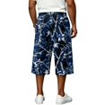 thumbnail image 6 of JoveMarine Men's Camo Drawstring Cargo Shorts - Plaid Work Shorts with Pockets, Knee-Length Loose Fit for Outdoor Daily,Blue 3XL, 6 of 6