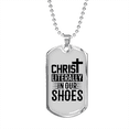 thumbnail image 1 of Christ dans Nos Chaussures Collier en Acier Inoxydable Ou or 18 Carats Chien Tag 24" Chaîne, 1 of 8