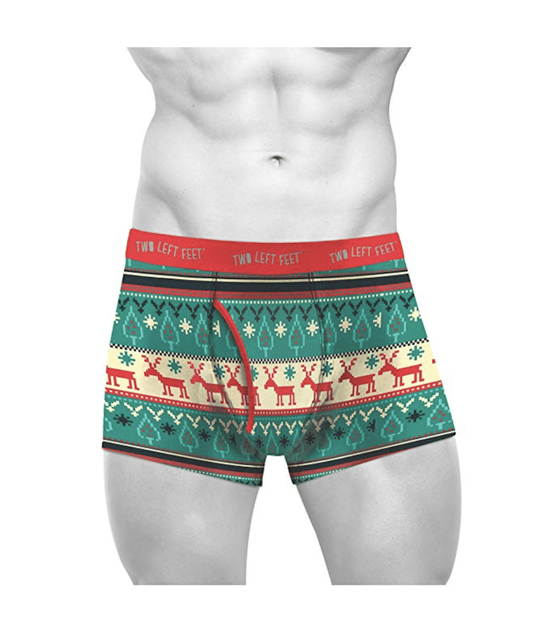 Mens Premium Performance Boxer Brief Underwear Pack of 2 Winter Reindeer Background