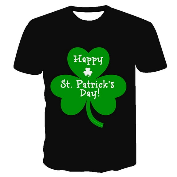 EQWLJWE T-Shirts for Men Men Short Sleeve Casual St. Patrick's Day Print Round Neck Pullover T Shirt Blouse