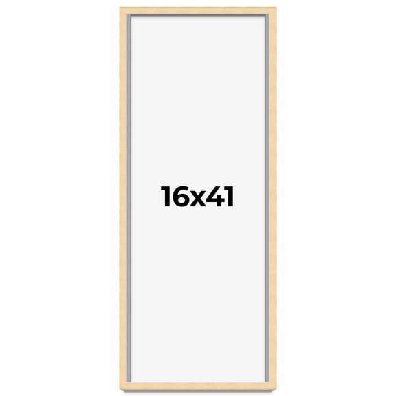 16x41 Frame Natural Wood Picture Frame | 0.75 Inch Moulding Width | with UV Acrylic Plexiglass,