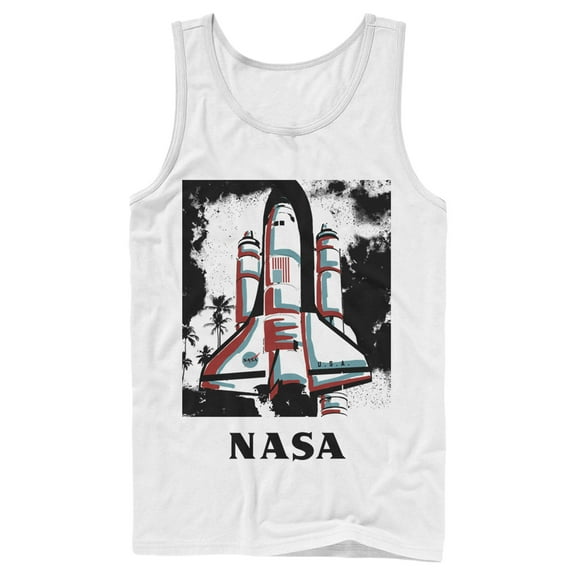 Men's NASA Color Pop Launch Edgy Palm Tree  Tank Top White Small