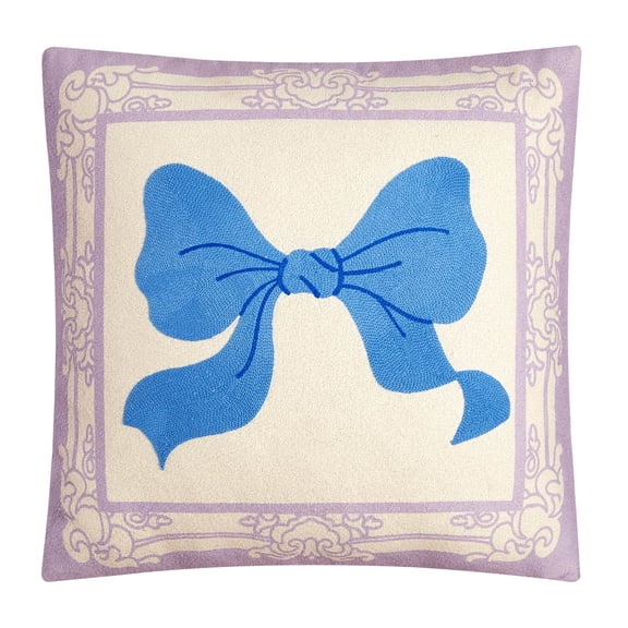 Mainstays Framed Bow Decorative Pillow, 18 in x 18 in, Purple