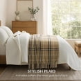 thumbnail image 2 of EVERGRACE Plaid Chenille Throw Blanket for Couch, Super Soft Cozy Decorative Farmhouse Plaid Throw with Tassels, Lightweight Chenille Knit Throw for Bed Sofa Gift Home Decor, Khaki Grey 50”x60”, 2 of 8