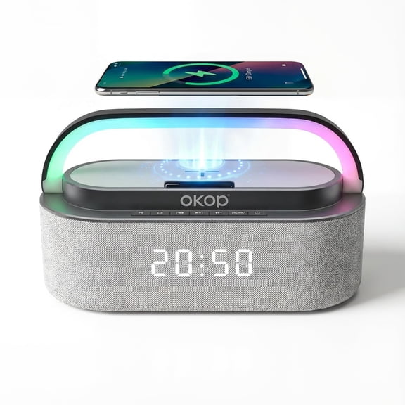 Portable Bluetooth Speaker with 15W Wireless Charging, 10W HiFi Sound & RGB Lights, BT 5.3, TF/AUX/USB, Wireless Speaker for Home Office Travel (Black)