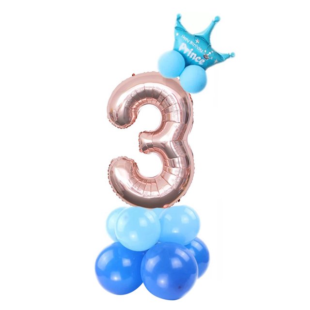 Naiovety 32 pulgadas 1 2 3 4 5 6 7 8 9 de dígitos de oro rosa globos de papel de aluminio boda cumpleaños Baby Shower fiesta decoración Kits de decoración para fiestas azul Numero 3 Naiovety HA002851-14